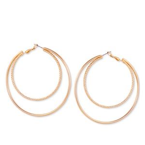Guess~Gold Double Hoop Earrings